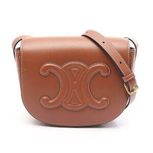 Celine Folco Cuir Triomphe Shoulder Bag Brown Leather